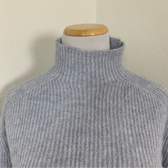 MNG Mango Mock Neck Oversized Pullover Sweater Size XS Light Lavender Ribbed - Picture 16 of 17